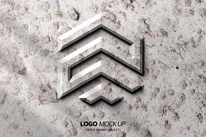 3D logo stone mockup design