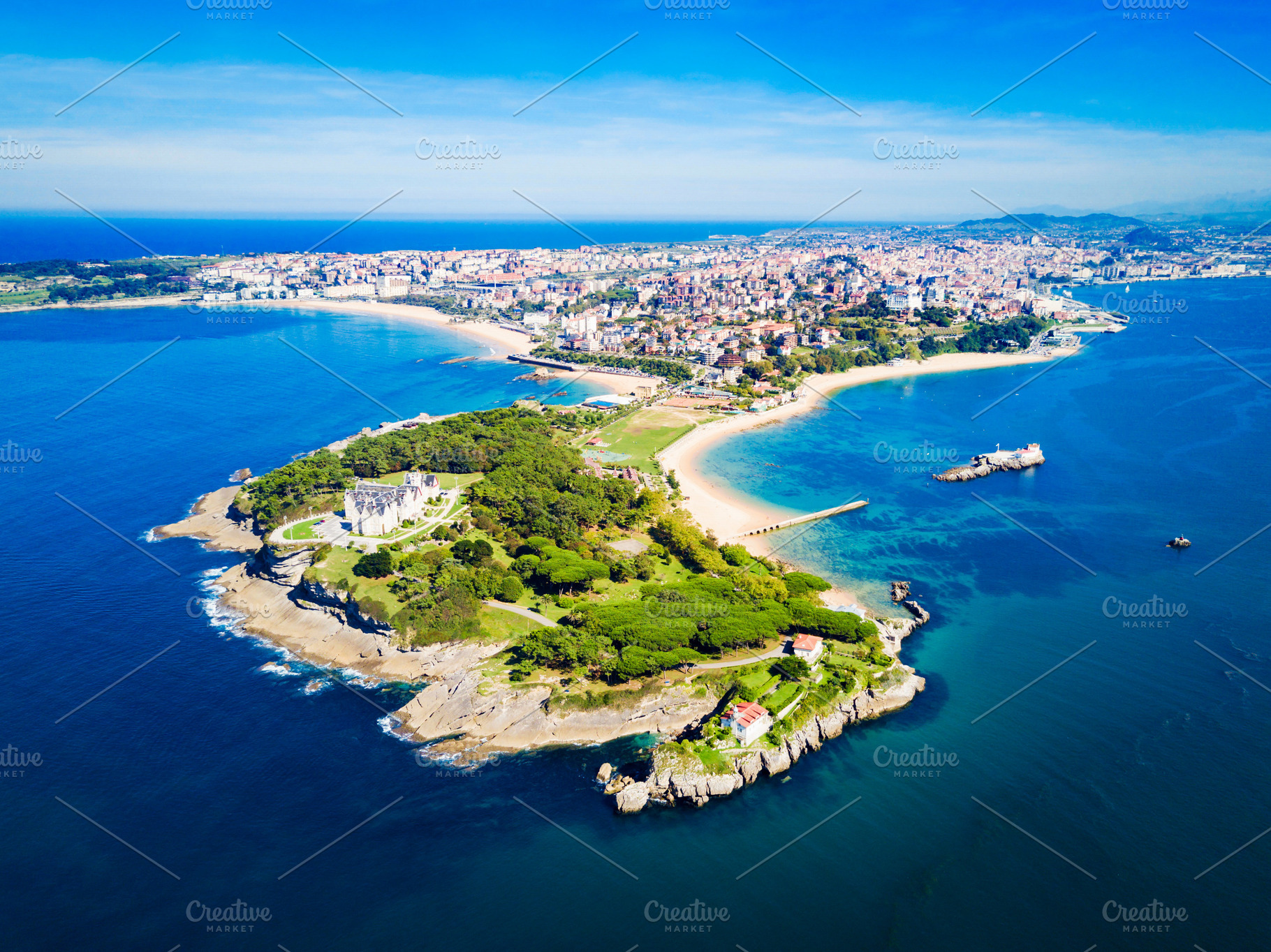 Santander city aerial view, Spain, a Photo by saiko3p