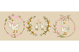 Cottagecore goose with pink bow and, an Animal Illustration by art PVP - market