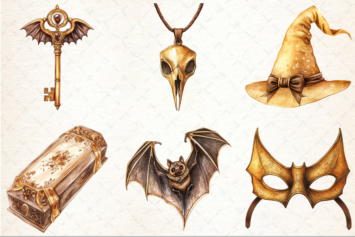 Luxury Brown & Gold Halloween Clipar, an Illustration by Rose Art (Photo 3 of 7)