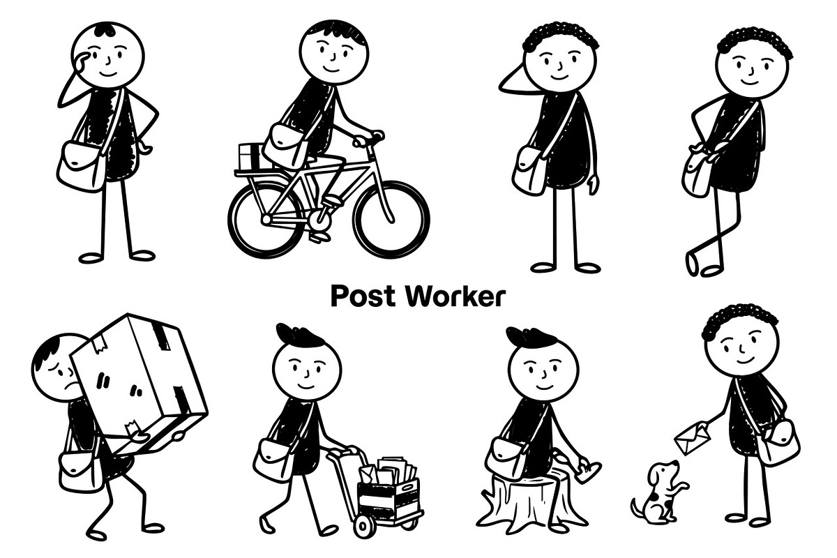 postman box delivery bundle set, an Object Illustration by foxndeer (Photo 3 of 3)