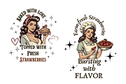 14 Retro Bakery Girl Quotes Bundle, a Food Illustration by ClipArtTime (Thumbnail 2 of 4)