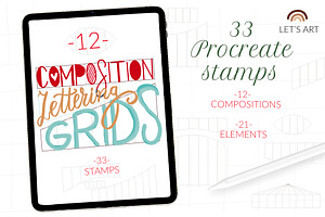 Lettering Grid Procreate Stamps