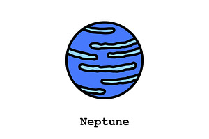 Neptune Planet Color Icon Thin Line