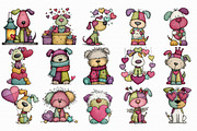 Whimsical Valentine’s Day Dog Clipar, an Illustration by Libby Wishes (Thumbnail 2 of 7)