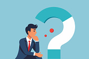 suit man contemplating question mark, an Object Illustration by SouravDesign (Thumbnail 1 of 3)