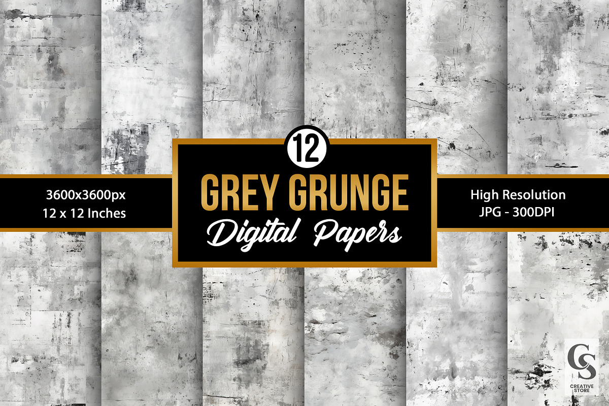 Grey Grunge Texture Digital Papers, a Background Graphic by Creative Store (Photo 1 of 4)