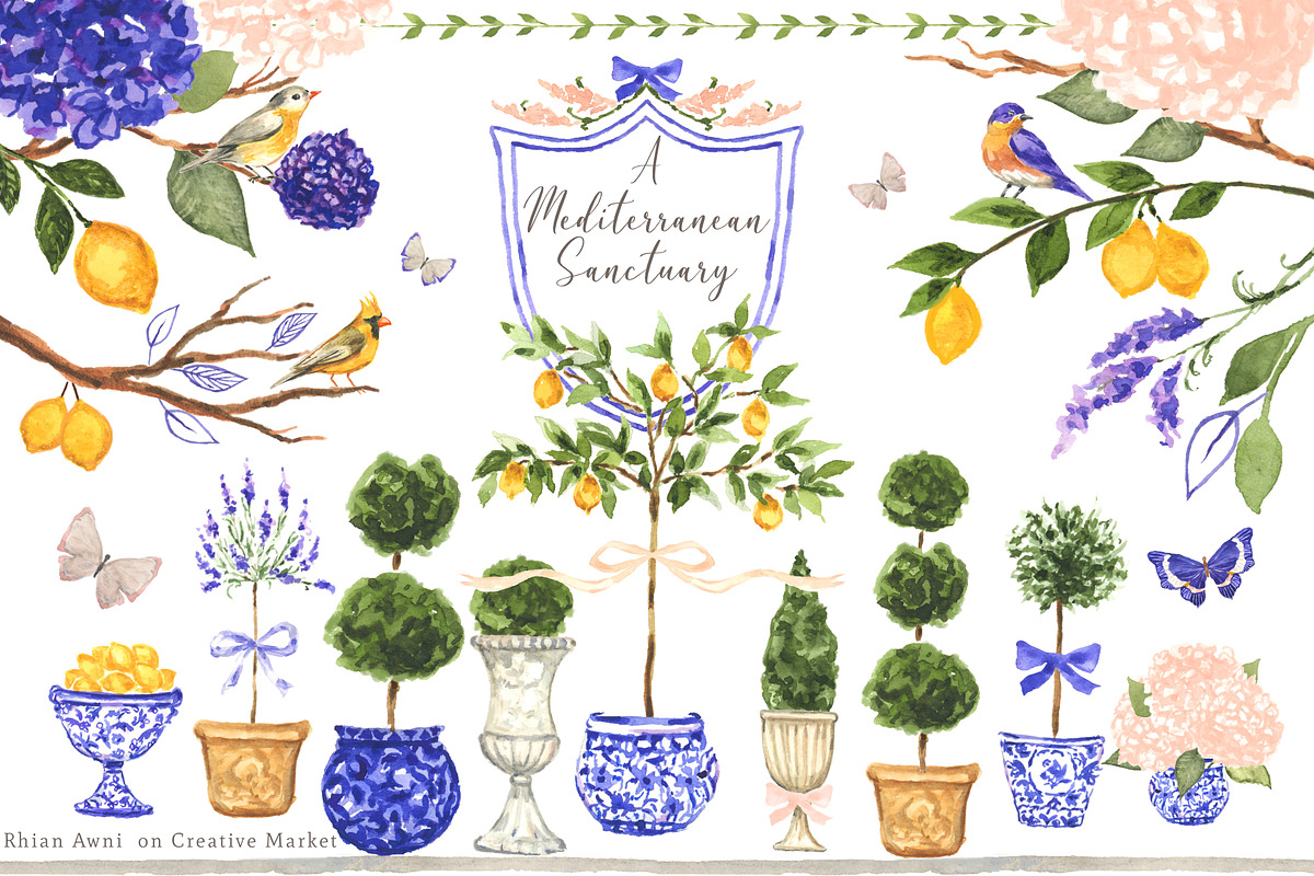Watercolor Chinoiserie Topiary, an Illustration by RhianAwni (Photo 1 of 8)