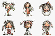 Easter Bunny Girl Clipart, an Illustration by CreationArt (Thumbnail 3 of 6)