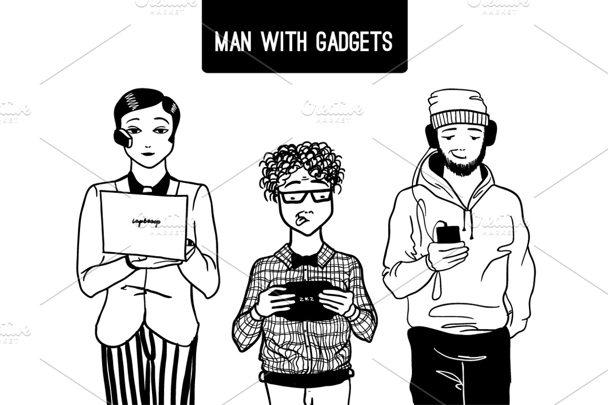 Set of people with gadgets., a Person Illustration by AnastasiaFears (Photo 4 of 4)