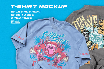 Back and Front T-Shirt mockup psd