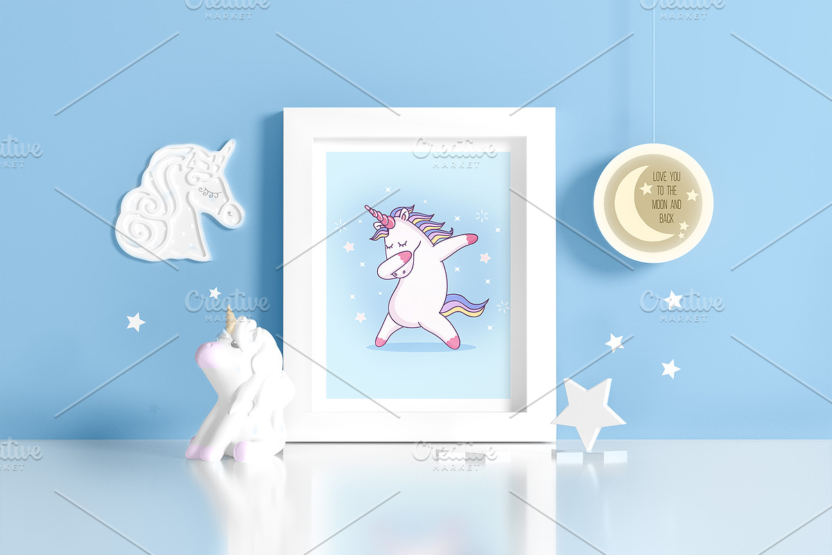 Kids Room Frame Mockups - Unicorn, a Product Mockup by Milan Mockup (Photo 1 of 6)