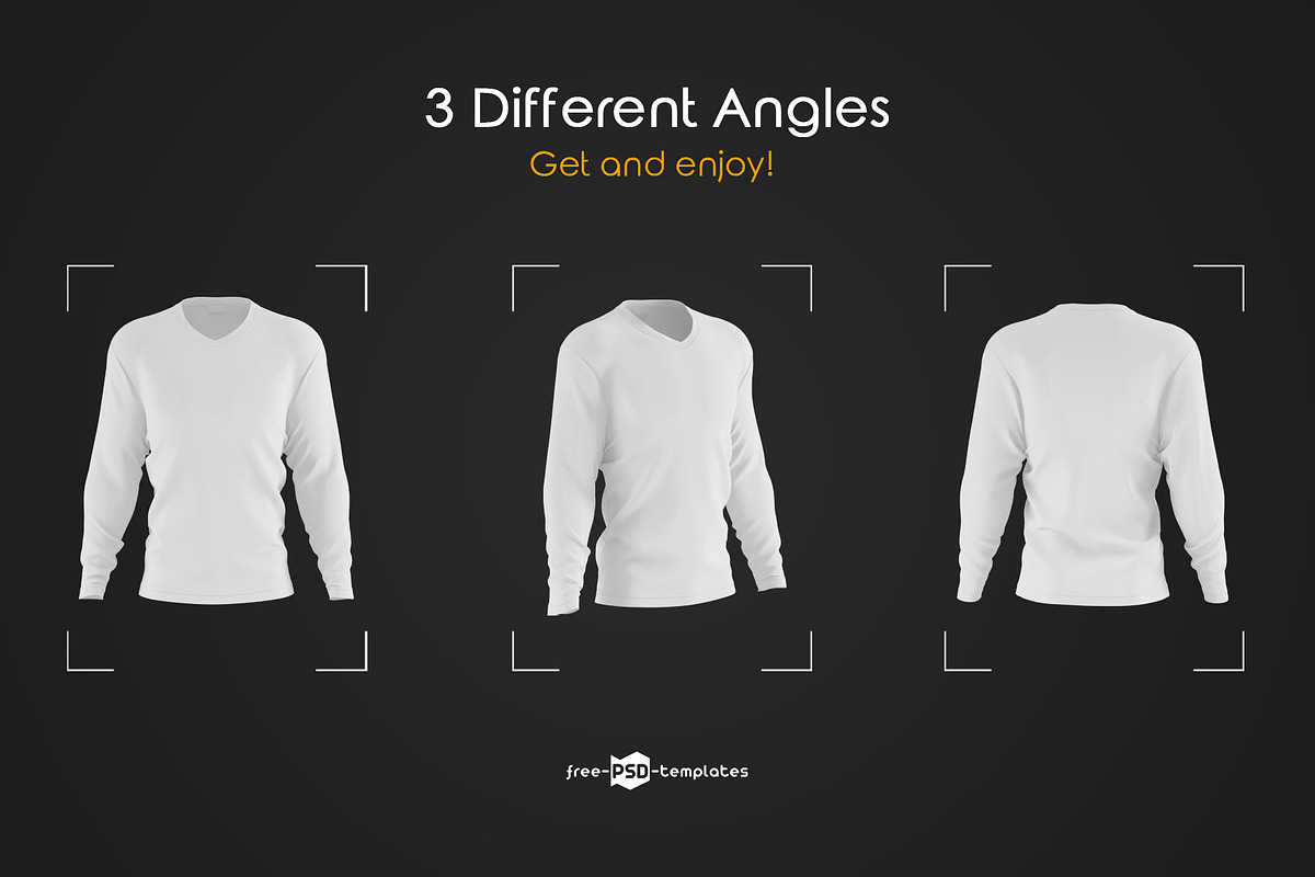 Mens Long Sleeve T-Shirts MockUp Set, a Shirt Mockup by Free-PSD-Templates (Photo 4 of 4)