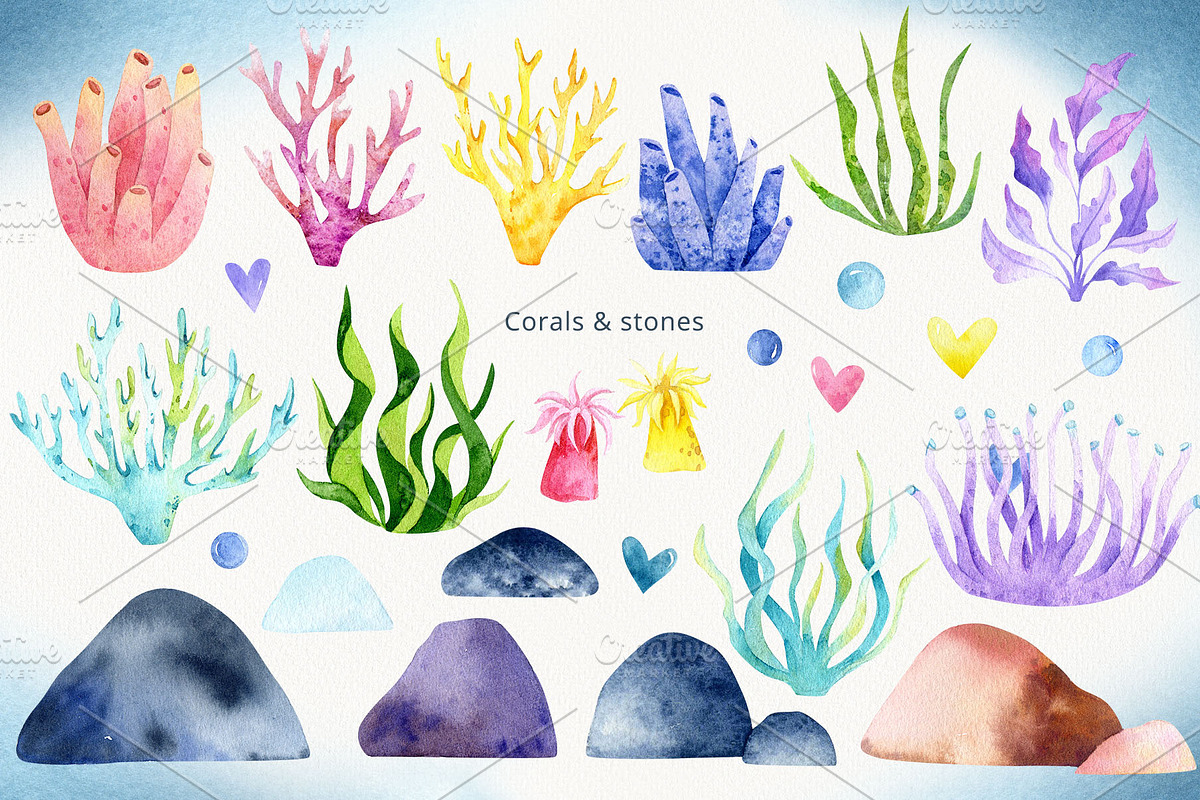 Mermaids and Under sea animals, an Animal Illustration by Watercolor Nastasia Art (Photo 5 of 19)