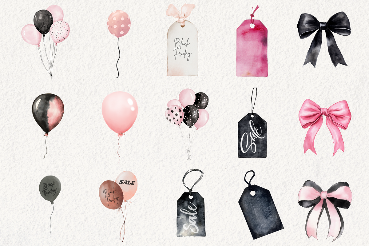 Black Friday's Black & Pink Clipart, an Illustration by NadiaTheronArt (Photo 3 of 5)