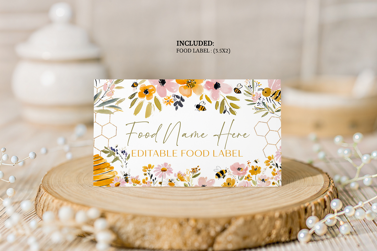 Sweet to Bee One Food Tent Cards, an Invitation Template by Digital_Mind (Photo 2 of 3)