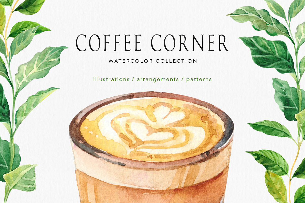 Coffee Corner watercolor, a Food Illustration by Volha Studio (Photo 1 of 11)