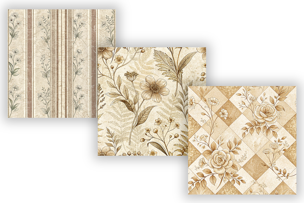 Antique Paper Digital Paper Pack, a Pattern Graphic by FloridPrintables (Photo 3 of 9)