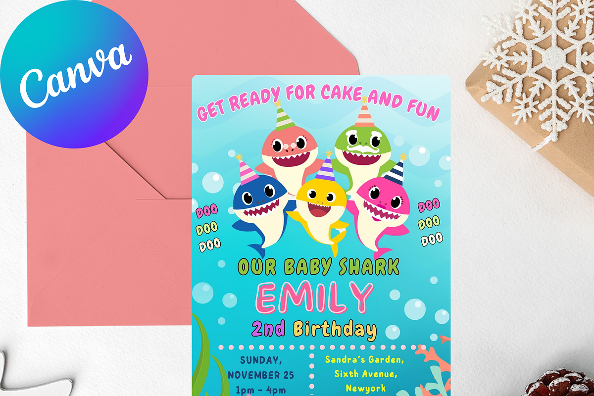 Personalized Baby Shark Invite, an Invitation Template by GlamPartyInvites (Photo 9 of 10)