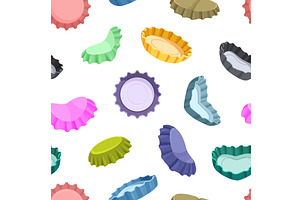 Cartoon bottle caps seamless pattern, a Food Illustration by Valerie Bodnar