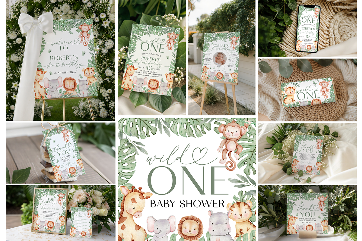 Wild One First Birthday Party Bundle, a Templates & Theme by VeliusCreativeStudio (Photo 1 of 8)