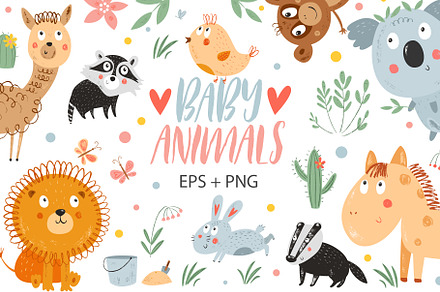 Baby animals vector clipart