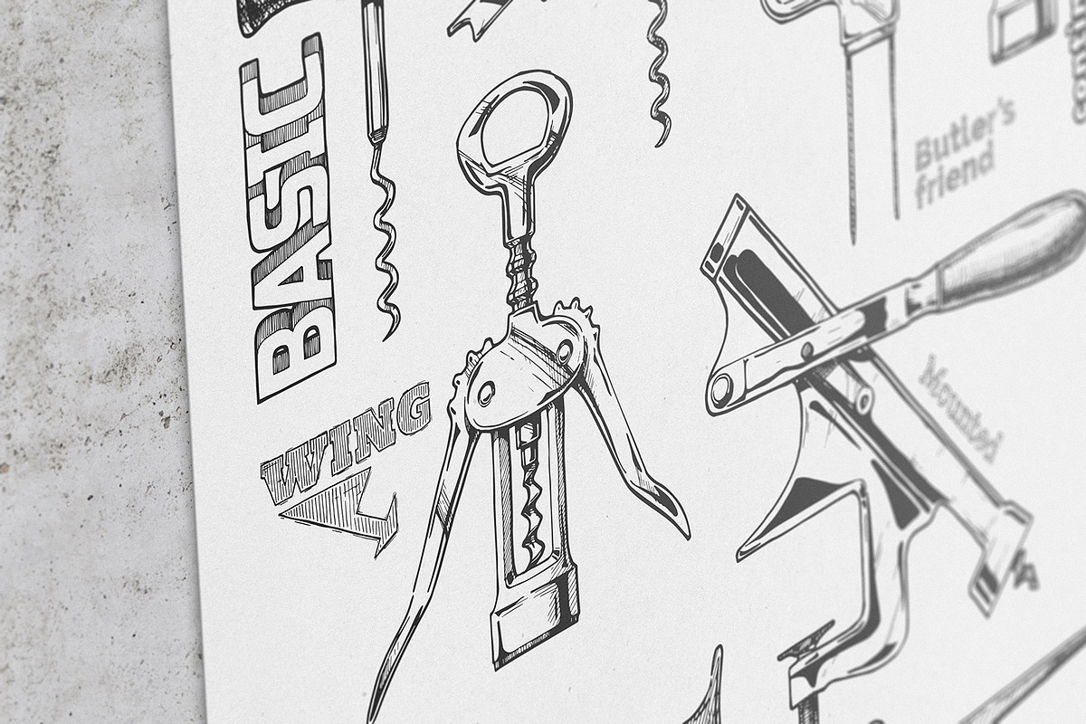Types of corkscrews., an Education Illustration by CatMadePattern