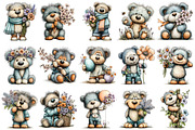 Icy Blue Spring Teddy Bear Clipart, an Illustration by OK Design (Thumbnail 2 of 6)