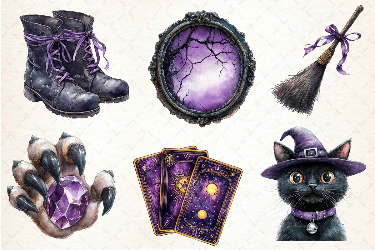 Spooky Purple Halloween Clipart, an Illustration by Dream Creation (Photo 3 of 7)