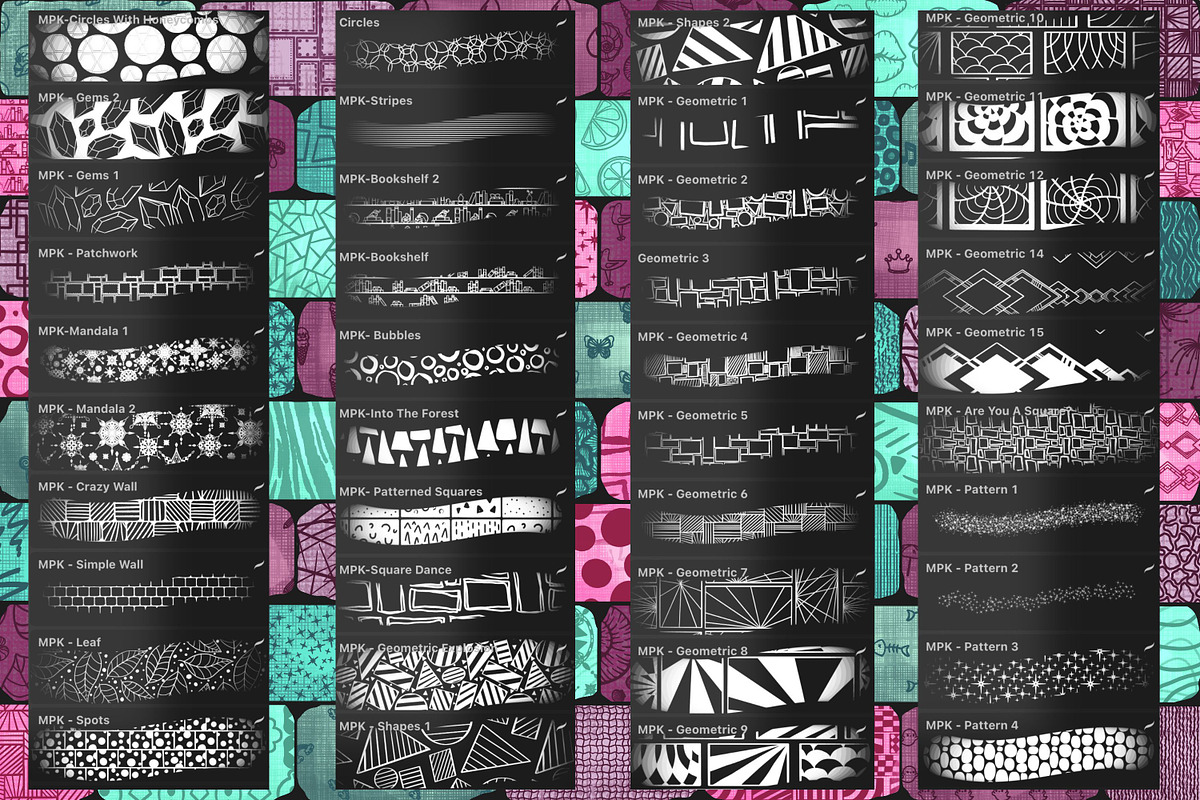 Pattern Bundle-Procreate Brushes, a Brush Add-On by MissPerfectKaos (Photo 3 of 9)