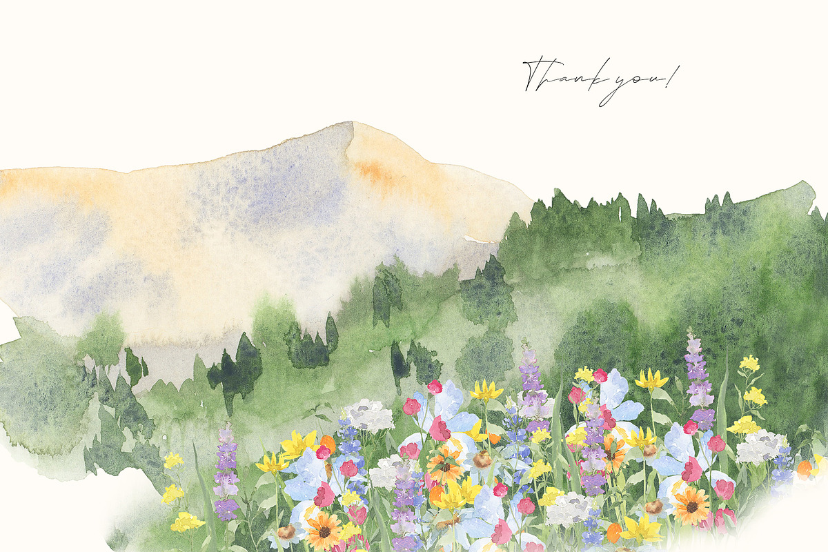 Mountains Meadow watercolor, a Seasonal Illustration by LiChu Art (Photo 17 of 17)