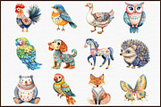 Pastel Folk Animals Birds Clip Art P, an Illustration by Sublimation Artist (Thumbnail 3 of 6)