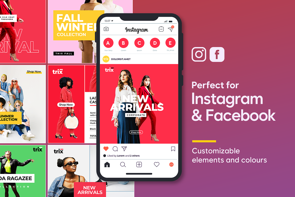 TRIX - 100 Fashion Social Media Pack, a Social Media Template by Vintage Impressions (Photo 5 of 8)