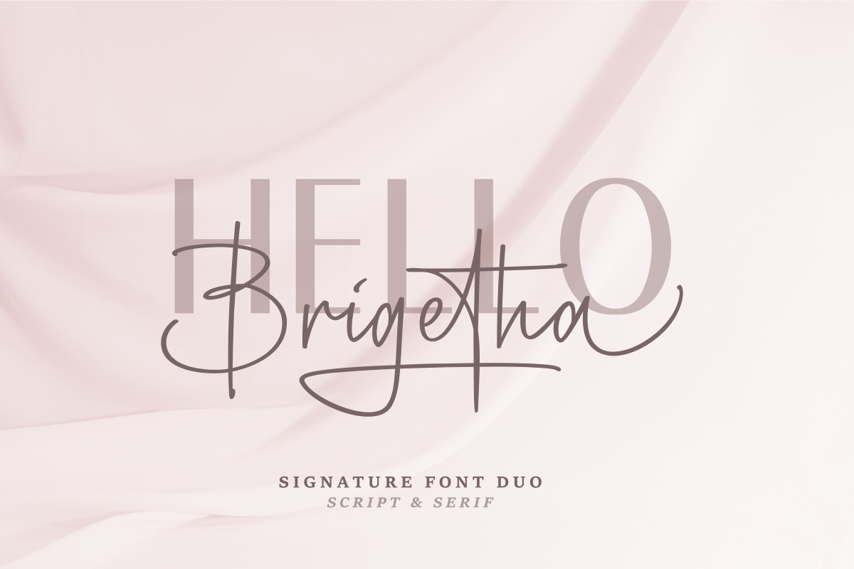 Brigetha Font Duo - Script & Serif, a Script Font by Hendra Pratama (Photo 1 of 9)