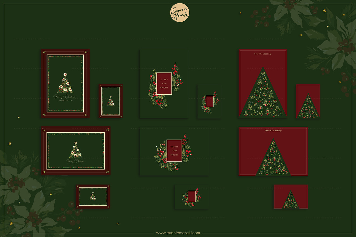 Floral Christmas Cards & Backgrounds, a Background Graphic by Euonia Meraki (Photo 3 of 10)