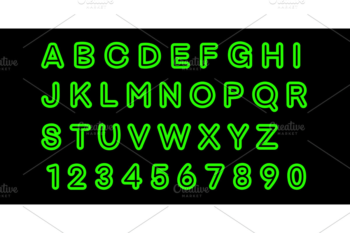 Bright neon green alphabet font, an Illustration by Tati_Kli