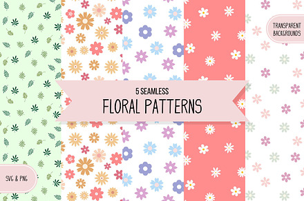 5 Seamless Flower Patterns
