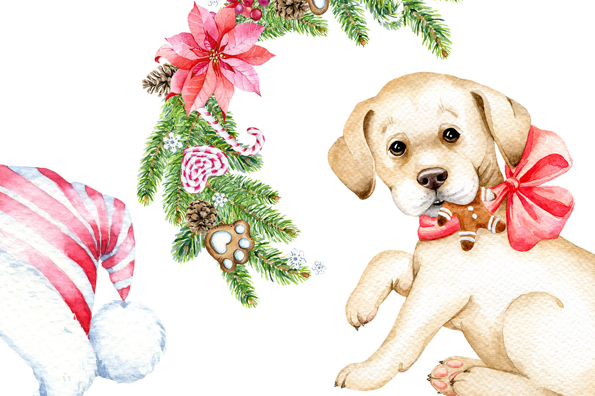 Christmas dogs Clipart, Holiday pug, an Animal Illustration by SimpleWishesArt (Photo 3 of 8)
