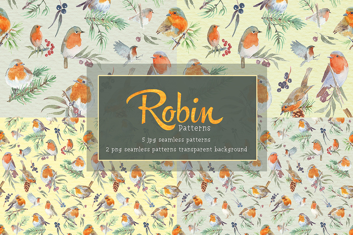 watercolor robin bird clipart, an Illustration by Art & Things (Photo 4 of 10)