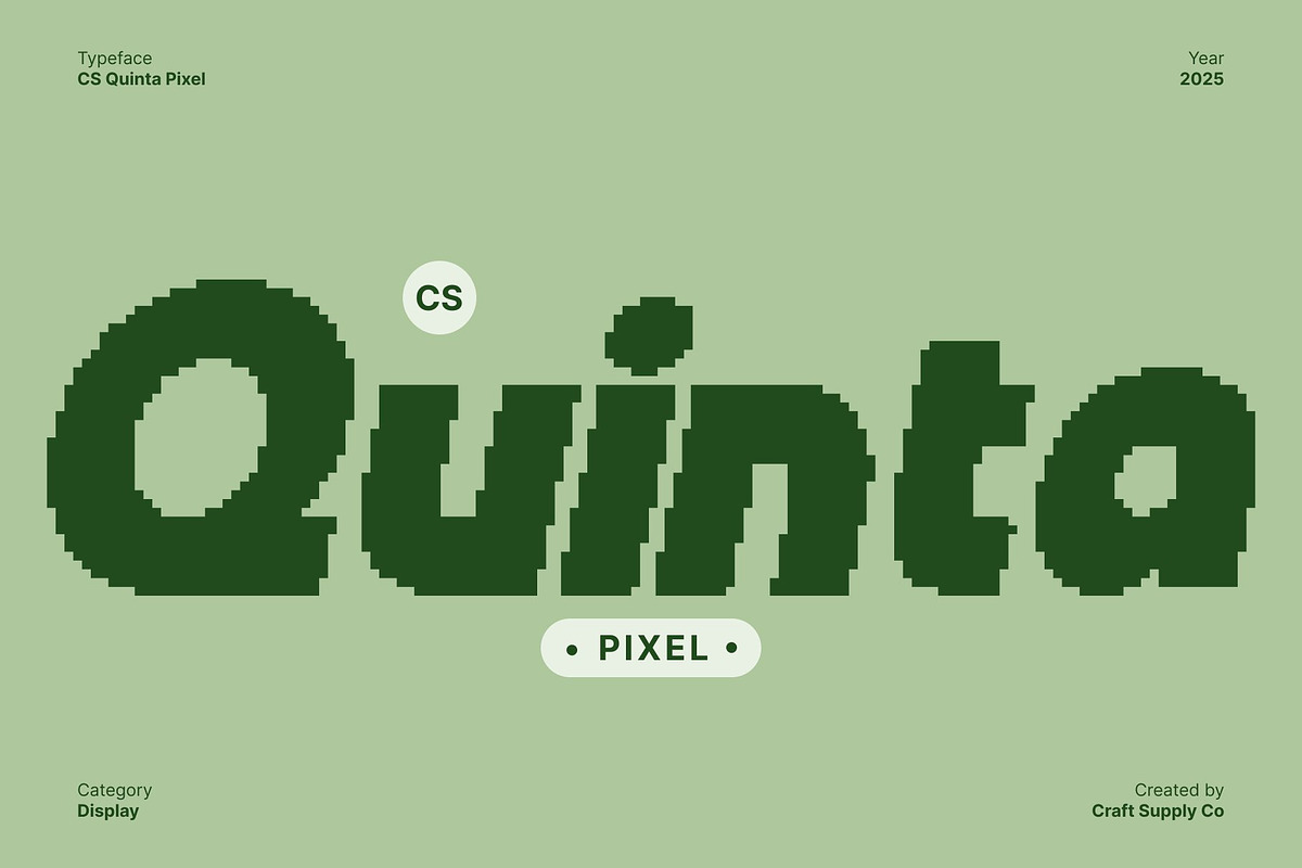 CS Quinta Pixel, a Sans Serif Font by Craft Supply Co. (Photo 1 of 8)