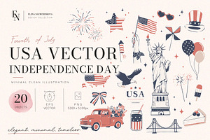 USA Independence Day Vector Bundle, an Object Graphic by Elena Naumchenkova