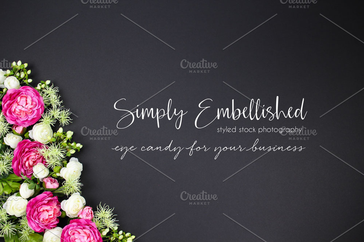 Styled Stock ~ Flowers on Chalkboard, a Product Mockup by Simply Embellished