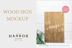 Wood Sign Mockup - Wedding Botanical