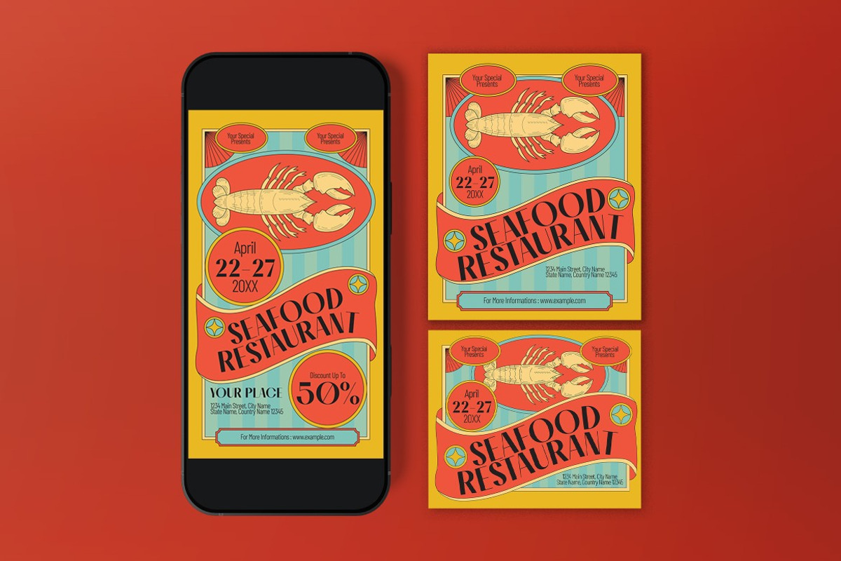 Seafood Restaurant Promotion Flyer, a Flyer Template by graphicook (Photo 3 of 3)