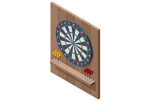 Isometric black dart board with, an Object Illustration by Golden Sikorka
