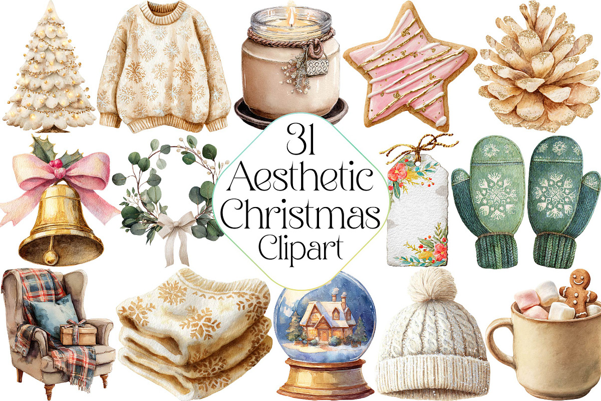 Aesthetic Christmas Clipart, an Illustration by DreamPrint404 (Photo 1 of 5)