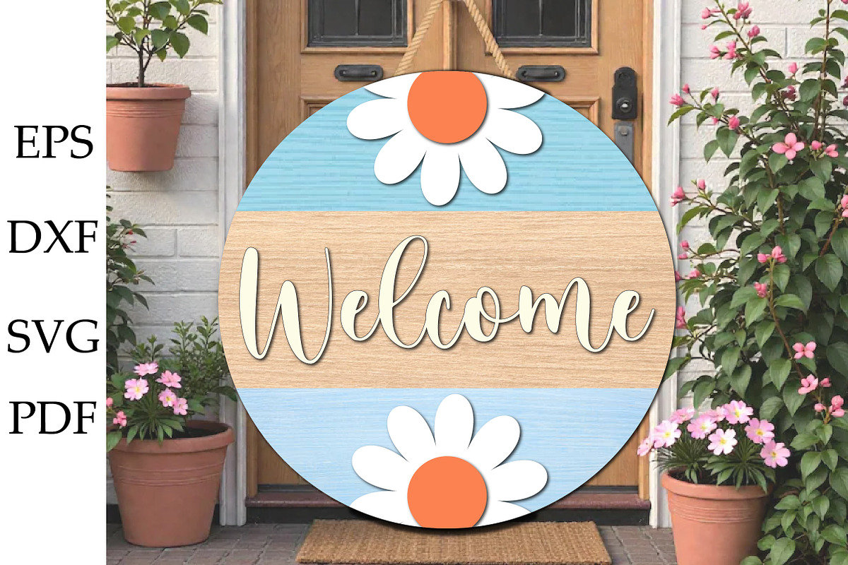 Layered Floral Door Hanger Laser Cut, an Illustration by Libby Wishes (Photo 1 of 3)