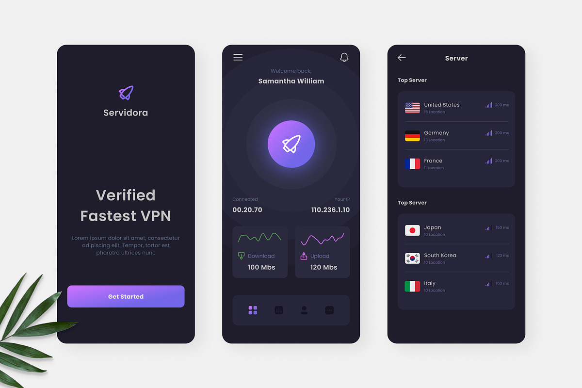 Servidora - VPN App Design, an UI Kit Template by Panen Creative (Photo 2 of 3)