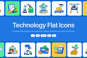 Technology Flat Icons, a Duotone Icon by Brickclay