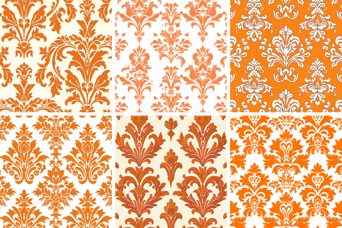 Orange Damask Seamless Patterns, a Pattern Graphic by PrintablesByFranklyn (Photo 3 of 4)